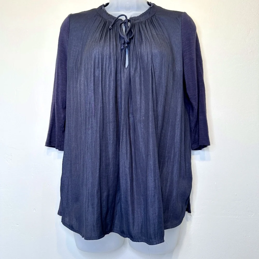 Dolan | Anthro Lucille Pleated Tie Neck Gothcore Witchy Peasant Blouse - Picture 2 of 13